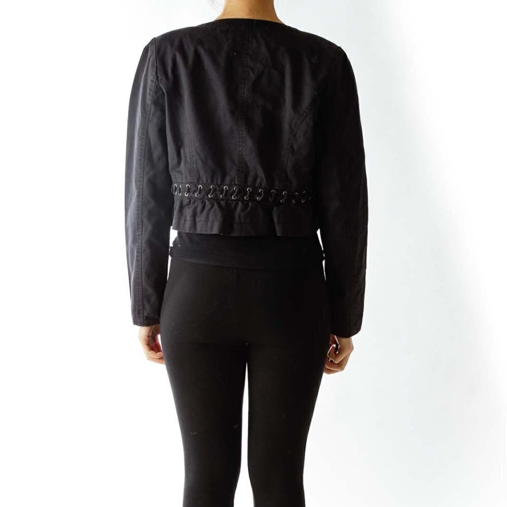 Volcom Black Buttoned Cropped Jacket With String … - image 2